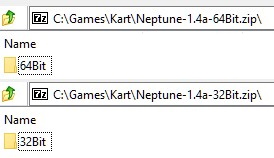 A picture of two folders named '64 bits' and '32 Bits' respectively
