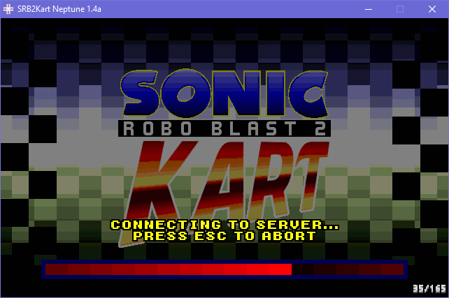 A screenshot of the game with a red loading bar with the caption, 'Connecting to server...'